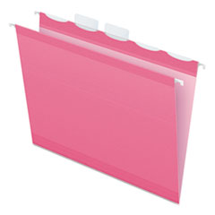 Ready-Tab Colored Reinforced Hanging Folders, Letter Size, 1/5-Cut Tabs, Pink, 20/Box