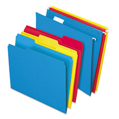 Combo Filing Kit, Letter Size, (12) 1/5-Cut Exterior Hanging File Folders, (12) 1/3-Cut File Folders, Assorted Colors