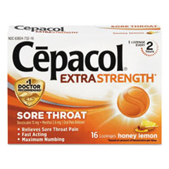 Cepacol® FIRST AID THROAT LZG GD Extra Strength Sore Throat Lozenges, Honey Lemon, 16 Lozenges