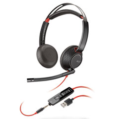 Blackwire 5220 Binaural Over The Head Headset, Black