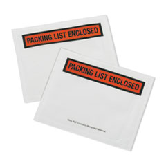 SKILCRAFT Packing List Envelope, Top-Print Front: Packing List Enclosed, 4.5 x 5.5, White/Orange/Black, 100/PK