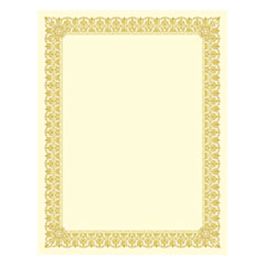 Premium Certificates, 8.5 X 11, Ivory/gold With Fleur Gold Foil Border, 15/pack