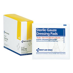 First Aid Only™ REFILL GZPD 3X3 2PD10PKBX Gauze Dressing Pads, 3" X 3", 10-box