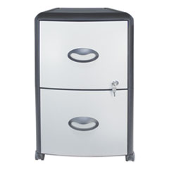 Mobile Filing Cabinet With Metal Siding, 2 Letter-Size File Drawers, Silver/black, 19