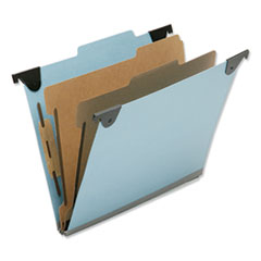 SKILCRAFT Hanging Classification Folders, Letter Size, 2 Dividers, 2/5-Cut Exterior Tabs, Light Blue, 10/Box