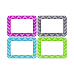 All Grade Self-Adhesive Name Tags, 3.5 X 2.5, Chevron Border Design, Assorted Colors, 36/pack