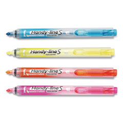 Ultra-Slim Handy-Line S Retractable/Refillable Highlighters, Assorted Ink Colors, Chisel Tip, Assorted Barrel Colors, 4/Pk