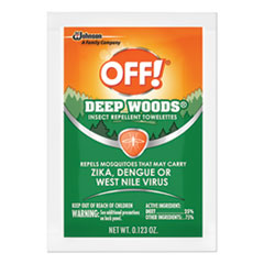 OFF!® INSECTICIDE DEEPWOODS TWL Deep Woods Towelette, 0.28 Box, Unscented, 12-box