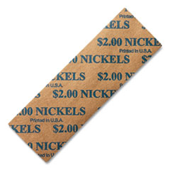 Flat Coin Wrappers, Nickels, $2, 1000 Wrappers/box