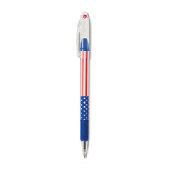 RSVP Stars And Stripes Ballpoint Pen, Stick, Fine 0.7 Mm, Black Ink, Red/white/blue Barrel, Dozen