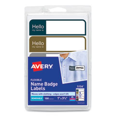 Flexible Self-Adhesive Mini Name Badge Labels, 1 X 3.75, Hello, Assorted, 100/pack