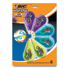 Wite-Out Brand Mini Correction Tape, Non-Refillable, Blue/Purple/Yellow Applicators, 0.2