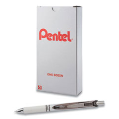 EnerGel Pearl Gel Pen, Retractable, Medium 0.7 Mm, Black Ink, White/black Barrel, Dozen