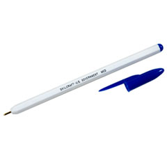 SKILCRAFT Ballpoint Pen, Stick, Medium 1 mm, Blue Ink, White Barrel, Dozen