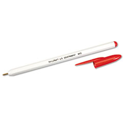 SKILCRAFT Ballpoint Pen, Stick, Medium 1 mm, Red Ink, White Barrel, Dozen