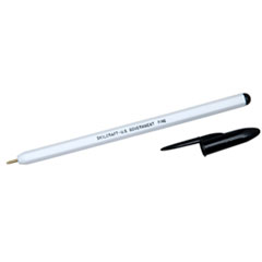 SKILCRAFT Ballpoint Pen, Stick, Fine 0.7 mm, Black Ink, White Barrel, Dozen