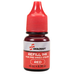 SKILCRAFT AccuStamp Refill Ink, 0.35 oz Bottle, Red