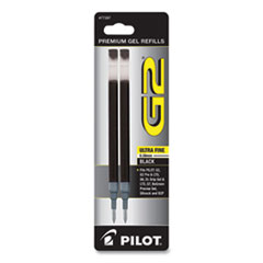 Refill For Pilot G2 Gel Ink Pens, Ultra-Fine Conical Tip, Black Ink, 2/pack