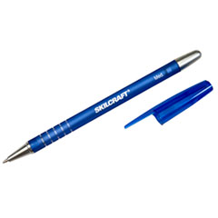 SKILCRAFT Rubberized Refillable Ballpoint Pen, Stick, Medium 1 mm, Blue Ink, Blue Barrel, Dozen