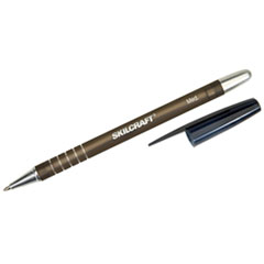 SKILCRAFT Rubberized Refillable Ballpoint Pen, Stick, Medium 1 mm, Black Ink, Black Barrel, Dozen