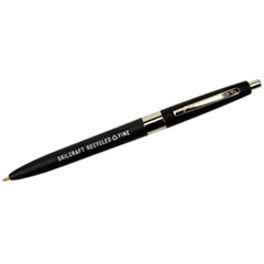 SKILCRAFT Recycled Ballpoint Pen, Retractable, Fine 0.7 mm, Black Ink, Black Barrel, Dozen