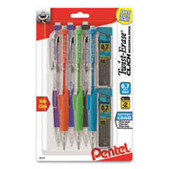 Twist-Erase CLICK Mechanical Pencil, 0.7 mm, HB (#2), Black Lead, Assorted Barrel Colors, 6/Pack