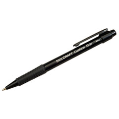 SKILCRAFT Cushion Grip Ballpoint Pen, Retractable, Medium 1 mm, Black Ink, Black Barrel, Dozen