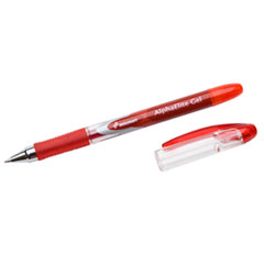 SKILCRAFT AlphaElite Gel Pen, Stick, Medium 0.7 mm, Red Ink, Red/Clear Barrel, Dozen