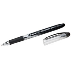 SKILCRAFT AlphaElite Gel Pen, Stick, Medium 0.7 mm, Black Ink, Black/Clear Barrel, Dozen