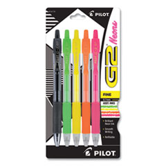 G2 Neon Gel Pen, Retractable, Fine 0.7 Mm, Assorted Neon Ink And Barrel Colors, 5/pack