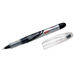 SKILCRAFT Liquid Impression Porous Point Pen, Stick, Fine 0.4 mm, Black Ink, Silver/Clear/Black Barrel, Dozen