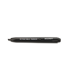 SKILCRAFT Retractable Permanent Marker, Broad Chisel Tip, Black, 4/Pack