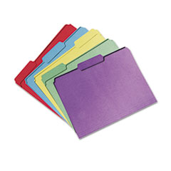 SKILCRAFT Recycled File Folders, 1/3-Cut 1-Ply Tabs: Assorted, Letter, 0.75