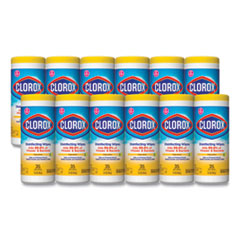 Disinfecting Wipes, 1-Ply, 7 x 8, Crisp Lemon, White, 35/Canister, 12 Canisters/Carton