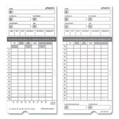 Time Clock Cards For Upunch Hn4000, Two Sides, 7.37 X 3.37, 50/pack