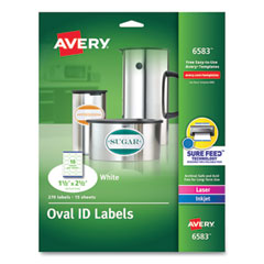 Oval Print-To-The-Edge Labels, 1.5 X 2.5, White, 18/sheet, 15 Sheets/pack