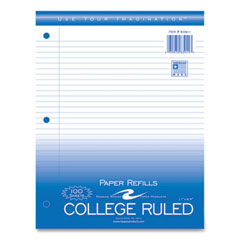 Notebook Filler Paper, 3-Hole, 8.5 X 11, College Rule, 100/pack