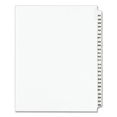 Preprinted Legal Exhibit Side Tab Index Dividers, Avery Style, 25-Tab, 301 To 325, 11 X 8.5, White, 1 Set, (1342)