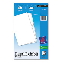 Preprinted Legal Exhibit Side Tab Index Dividers, Avery Style, 26-Tab, 1 To 25, 14 X 8.5, White, 1 Set