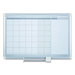 Magnetic Dry Erase Calendar Board, One Month, 48 x 36, White Surface, Silver Aluminum Frame