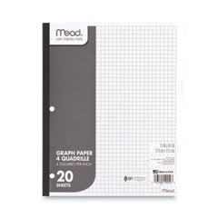 Graph Paper Tablet, 3-Hole, 8.5 X 11, Quadrille: 4 Sq/in, 20 Sheets/pad, 12 Pads/pack