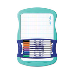 Intensity Dry Erase Board and Markers Kit, 7.8 x 11.8, White Surface, Blue Plastic Frame