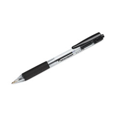 SKILCRAFT SLV-Performer Ballpoint Pen, Retractable, Medium, 1 mm, Black Ink, Clear/Black Barrel, Dozen