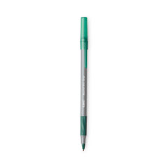 Round Stic Grip Xtra Comfort Ballpoint Pen, Easy-Glide, Stick, Medium 1.2 Mm, Green Ink, Gray/green Barrel, Dozen