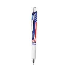 EnerGel Rtx Stars And Stripes Gel Pen, Retractable, Medium 0.7 Mm, Black Ink, Red/white/blue Barrel, Dozen