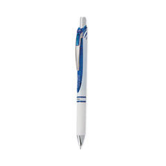 EnerGel Pearl Gel Pen, Retractable, Medium 0.7 Mm, Blue Ink, White/blue Barrel, Dozen