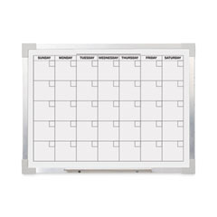 Framed Calendar Dry Erase Board, 24 x 18, White Surface, Silver Aluminum Frame