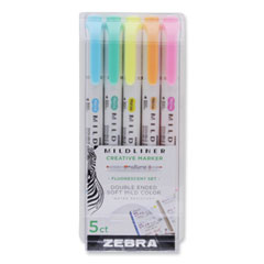 Mildliner Double Ended Highlighter, Assorted Ink Colors, Bold-Chisel/fine-Bullet Tips, Assorted Barrel Colors, 5/pack