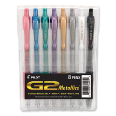 G2 Metallics Gel Pen, Retractable, Fine 0.7 Mm, Assorted Ink And Barrel Colors, 8/pack