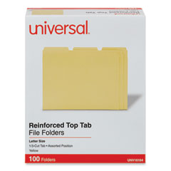 Reinforced Top-Tab File Folders, 1/3-Cut Tabs: Assorted, Letter Size, 1